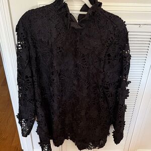 Tuckernuck Black Floral Lace Blouse